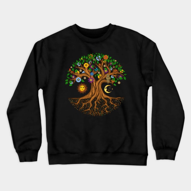 Whimsical Tree of Life - Yggdrasil Crewneck Sweatshirt by Nartissima